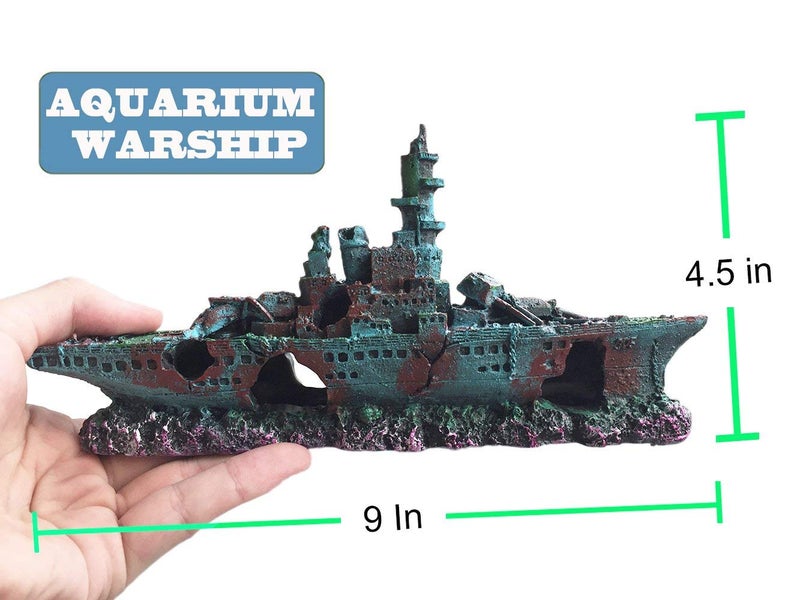 SLOCME Aquarium Shipwreck Decorations Fish Tank Ornaments - Resin Material Sunken Ship Decorations, Eco-Friendly for Freshwater Saltwater Aquarium Betta Fish Decorations - Image 4